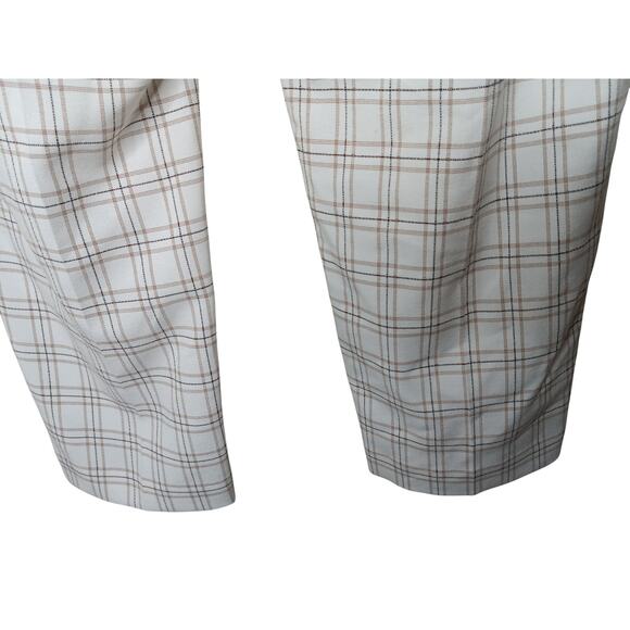 New Tommy Hilfiger Women’s Plaid Ankle Pants Size 12 Beige Check Stretch - Picture 7 of 14